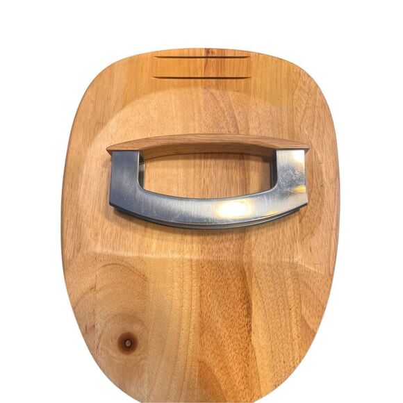 Wooden herb chopping Board with chopper charcuterie vegetable ￼ - Picture 1 of 8